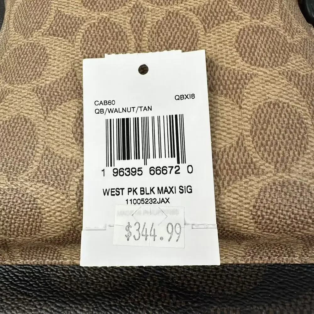 COACH Men's West Pack In Blocked Signature Canvas Walnut / Tan CAB60 NWT